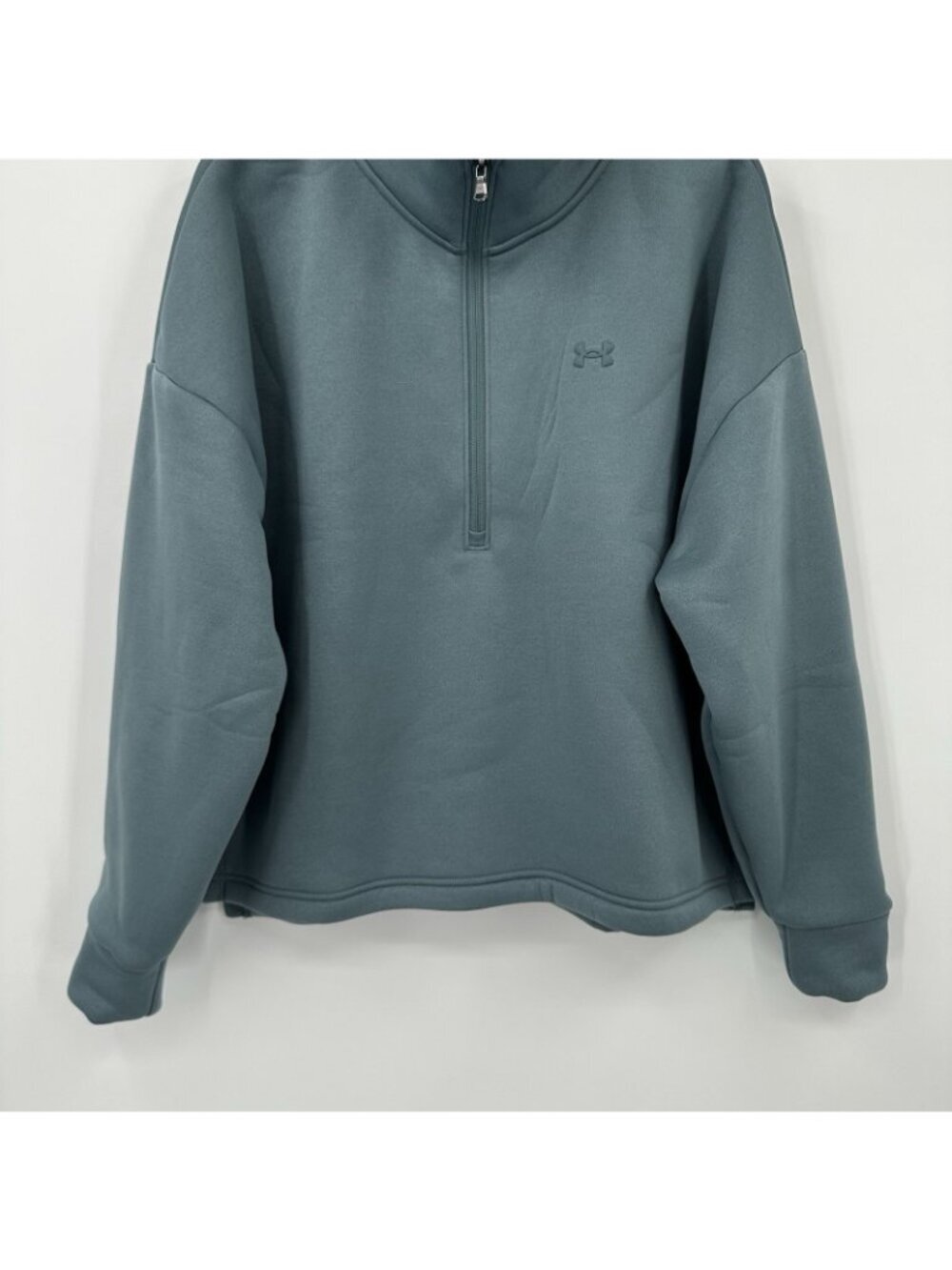 UNDER ARMOUR FLEECE HALF ZIP sweatshirt jasper blue XL loose fit athleisure - Picture 7 of 10